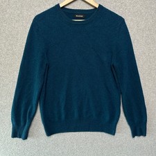 Naadam Mens Medium 100 Cashmere Crewneck Sweater Peacock Blue Teal RN145136