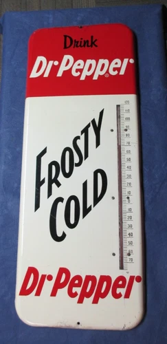 Vintage DR PEPPER Soda Thermometer Tin Sign~"Frosty Cold" ~ WOW ~ LQQK!