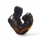 VTG  15" Black Royal Haeger “Lovers Embrace”Black Nickel Sculpture Statue MCM