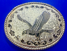 Majestic Western Patriotic American Bald Eagle Flying W USA Belt Buckle