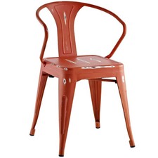 Maklaine Powder Coated Steel Aluminum Bistro Dining Chair in Red
