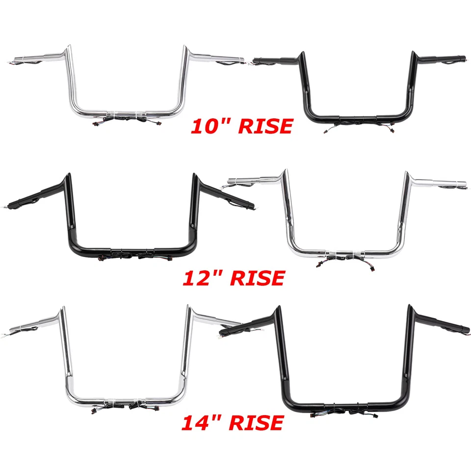 Manillar de barra Meathook precableado de 10"12"14" para Harley Street Glide Special 2014+ Foto 4 de 4