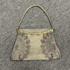 Vintage Silver Micro Beaded Evening Bag Needlepoint Art Nouveau