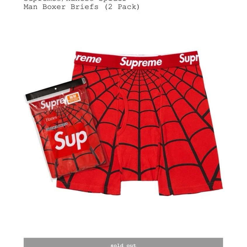 Supreme Hanes Spider-Man Boxer Briefs Red Medium 2 Pack | eBay