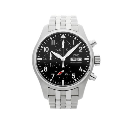 IWC Pilot's Watch Chronograph Steel Auto 41mm Black Dial Bracelet  IW3881-13
