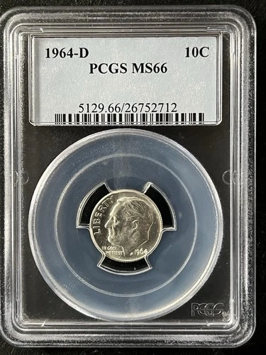 1964-D  10C Roosevelt Ten Cent PCGS MS66   26752712