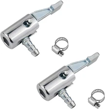 All Metal 1/4" Lock On Air Chuck Tire Inflator Nozzle Hose Barb 2PCS