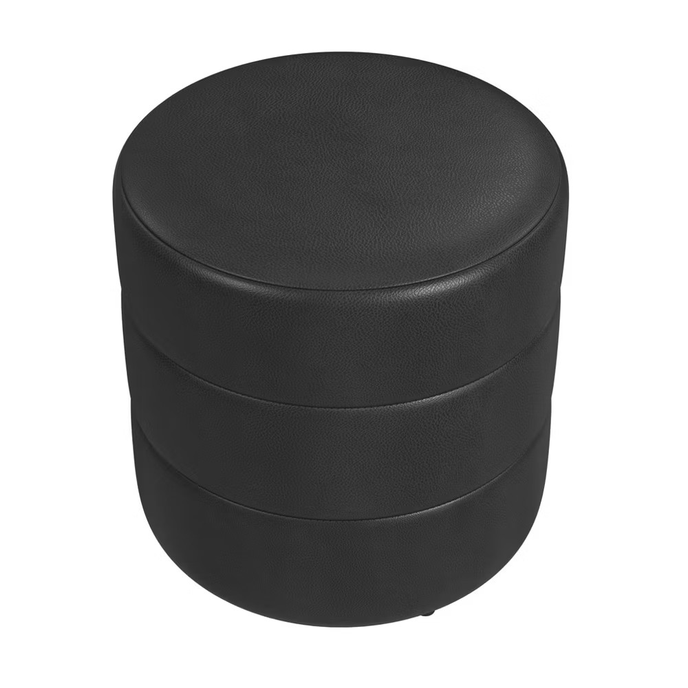HomePop Upholstered Round Ottoman Black Faux Leather 9790₽
