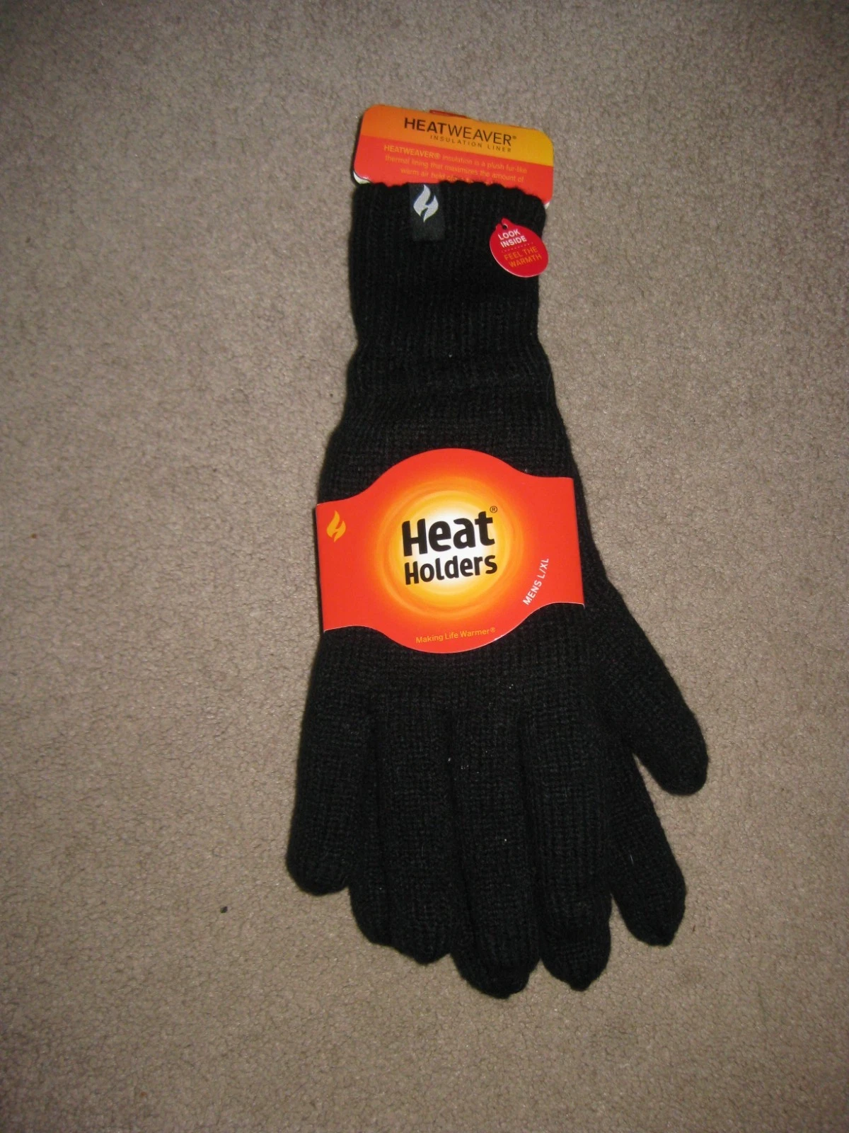 Heat Holders Heatweaver Thermal Amelia Gloves Mens L/XL Black Cable Knit Lined