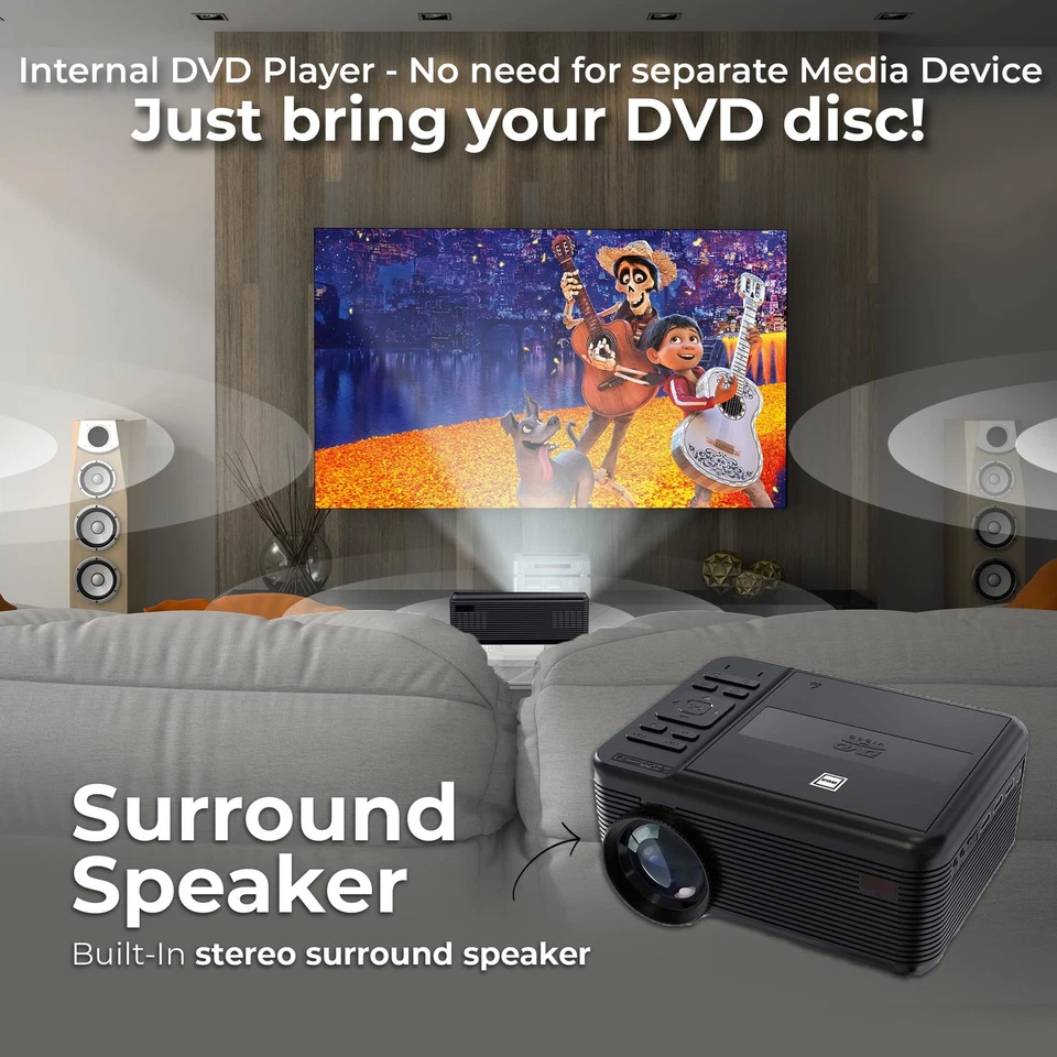 DVD PROJECTOR WITH SPEAKER BUILT IN - Mini Portable Projector with Bluetooth ... - Image 4 of 4