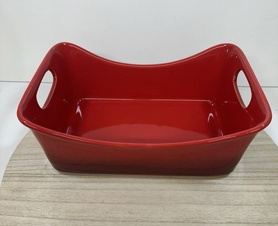 Rachael Ray H016 Ombre Red Stoneware Handled Casserole Dish 4 Quart S13
