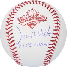 David Wells Toronto Blue Jays Signed 1992 WS Baseball & 