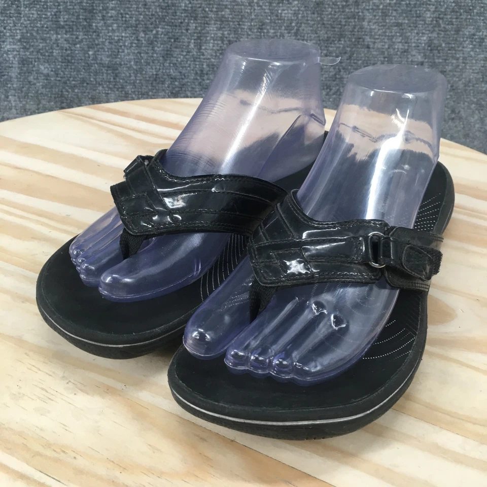 Sandalias Clarks para mujer 8 M Breeze Sea sin cordones cómodas chanclas informales negras Foto 4 de 4