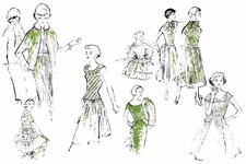 1950s Fashion Sketch Green Dresses Illustration 36x24" 👗✏️