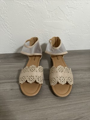 Comfortview Sandals Womens 8 1/2 M Tan/Brown Floral