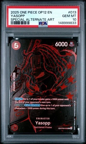 2025 ONE PIECE OP12 LEGACY OF THE MASTER OP09-013 YASOPP SP ALT ART PSA 10