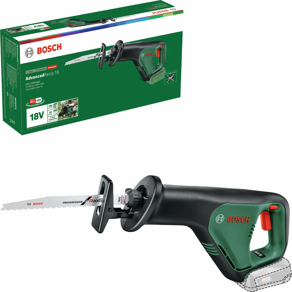 Bosch 18 V Cordless Reciprocating Recip Sabre Saw Inc Blade Without Battery