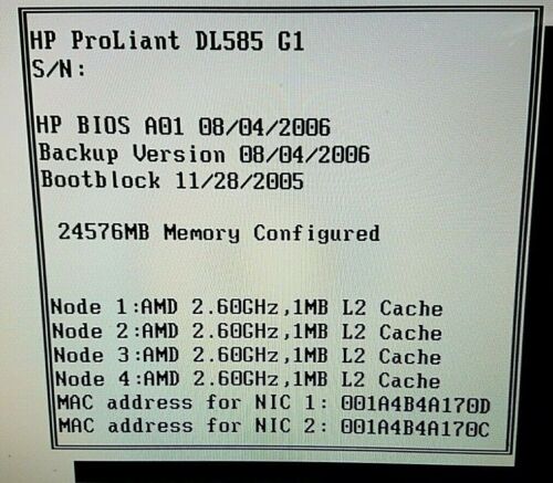 HP Proliant DL585 AMD 4x2.6GHz 24MB Ram No HDD's G1 w/ Rails and 2 Power Cables - Picture 3 of 9