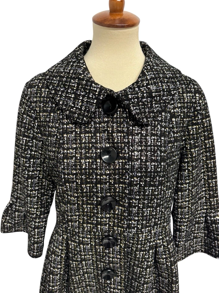 Eden Court Mujer Camisa Blazer Manga 3/4 Negro Plata Dorado Botones Talla L Foto 2 de 4