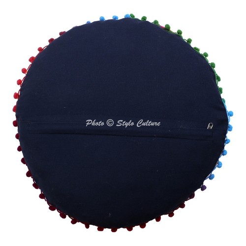 Black 18 in Small Suzani Embroidered Floor Pillow Decorative Ottoman Pouf Cover - Picture 6 of 10