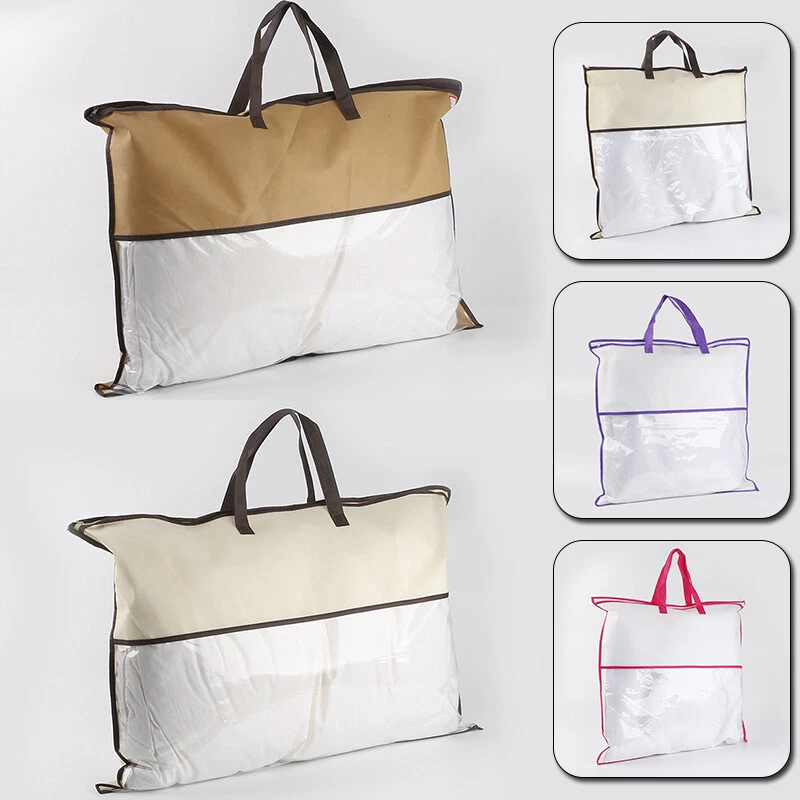 Pillow Storage Bag Non Woven Tote Zipper Clear Bags Home Organizer