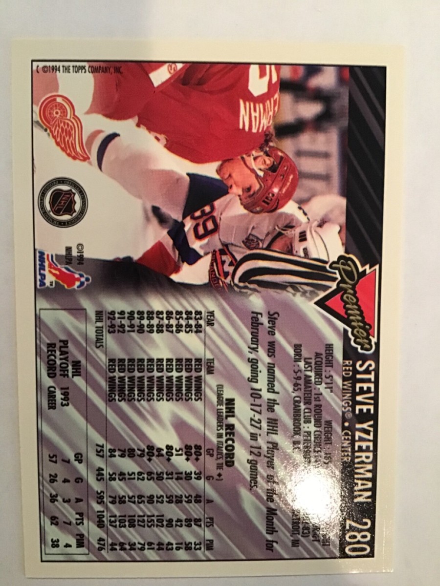 Steve Yzerman 1993-94 Topps Premier GOLD Hockey Card #280 Detroit
