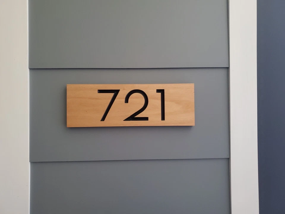 Custom Home Address Sign Street Number Plaque Modern Style Outdoor Wood House - Image 2 of 4