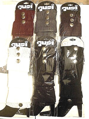 Solid Color Knit LEG WARMERS - BOOT Cuffs TOPPERS w/ Button Accents Single/LOT