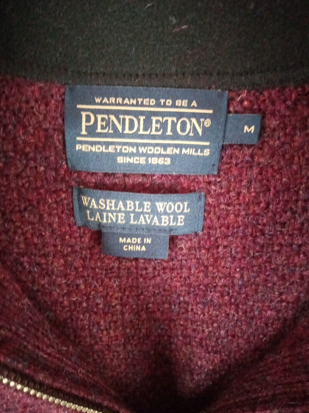 Pendleton Men's Washable Wool Size Medium Quarter… - image 3