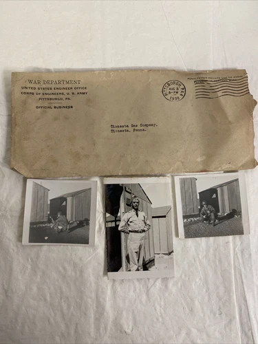 WW2 Military Ephemera 3 Black And White Photos And An Envelope As Shown