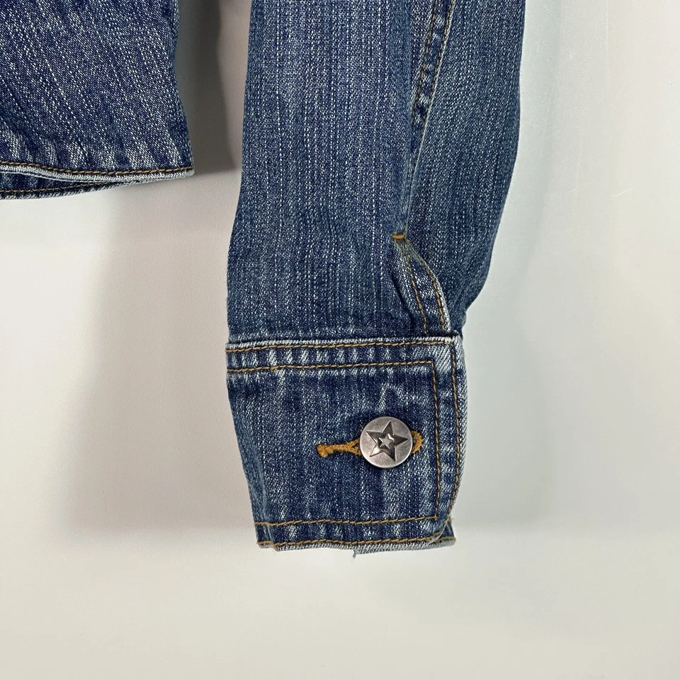 American Girl Denim Blue Jean Jacket Floral Embroidered Girl’s Medium M - Image 3 of 4