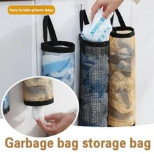 Sundries Bag Storage Wall Mount Mesh Plastic Bags Dispenser Hanging Reused Ba$