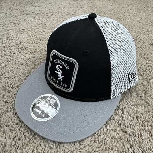 Chicago White Sox Hat New Era Snapback Black Squared Patch Low 9Fifty Mesh Cap