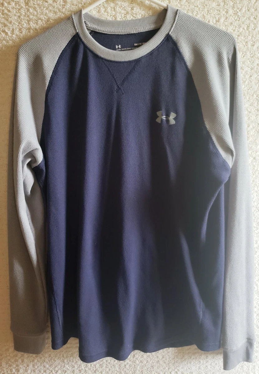 Under Armour Waffle Knit Thermal Shirt Long Sleeve Loose Fit Blue Gray  Men's S