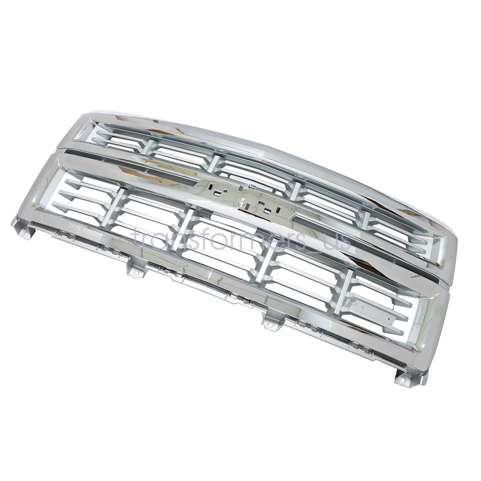Parrilla delantera cromada con malla plateada para Chevrolet Silverado 1500 2014-15 Foto 3 de 4