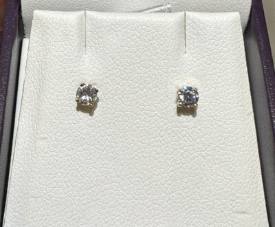 Zierliche Glänzend Diamant Und Cz 9k Gelbgold 375 Ohrstecker Geschenk Box Co 22