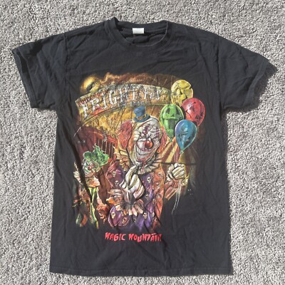 Six Flags Fright Fest T-Shirt Size S Magic Mountain Halloween Horror Clowns Worn