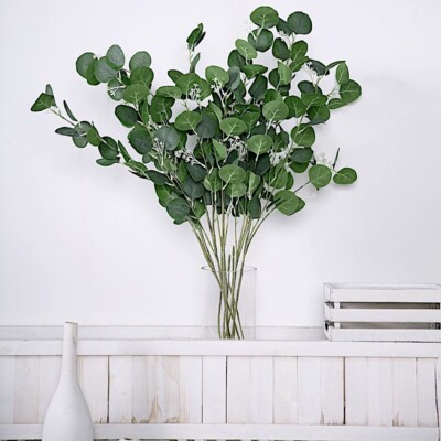 2 Green 40-Inch ARTIFICIAL EUCALYPTUS LEAVES Sprays Stems Wedding Party Supplies