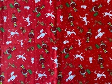 ROBERT KAUFMAN FABRIC 2023 Dr Seuss HOW GRINCH STOLE XMAS Red Bkgrnd ICE SKATING
