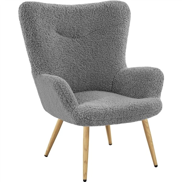 Boucle Fabric Tub Chair Modern Accent Chair with Metal Legs for Living Room