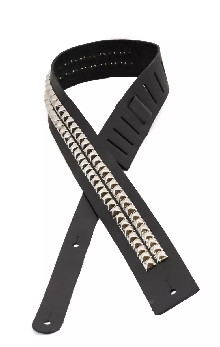Studded leather guitar sale strap