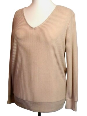 NEU KAPSEL   BEIGE STRETCH VISKOSE MISCHUNG TOP   GR. 14 # B168*