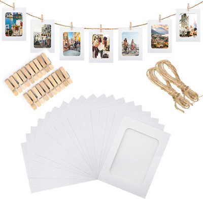 20Pcs Paper Photo Frames, 4X6 Inch White Paper Picture Frames, Hanging Photo Dis