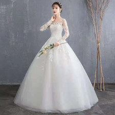 Wedding Dresses O-neck Lace Appliques Tulle Bride ball Gown Floor Length