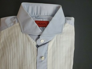 Isaia Blue White Tuxedo Shirt 16 41 NWT 