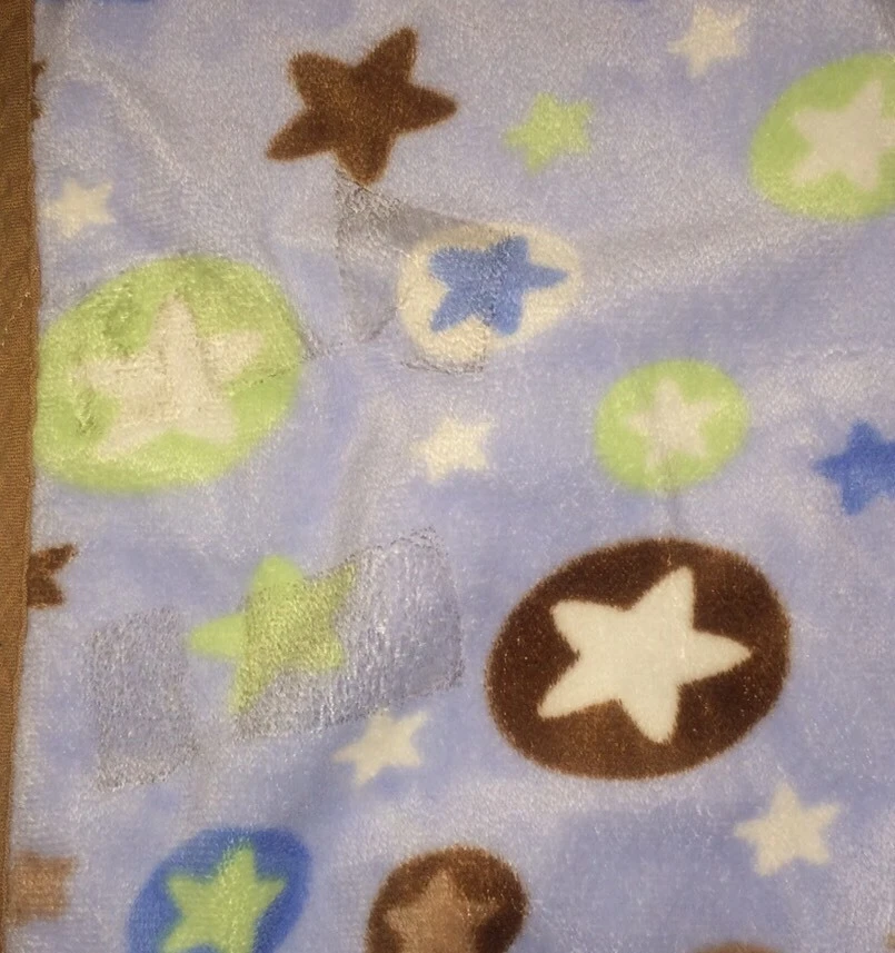 Маленькие чудеса Baby одеяло полоски звезды круги синий зеленый коричневый хлопок плюшевый - Изображение 4 из 4