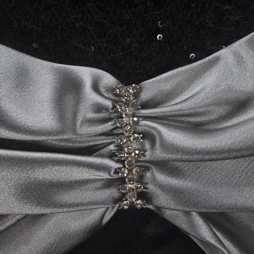 Vintage Ruby Rox Evening Dress 16 Black & Silver Satin Sequins Bubble Hem Prom - Picture 5 of 15