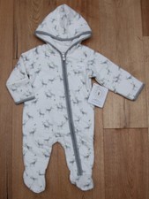 Burts Bees Baby Organic Hooded Bunting ~ Fold Over Cuffs ~ Off-White & Gray