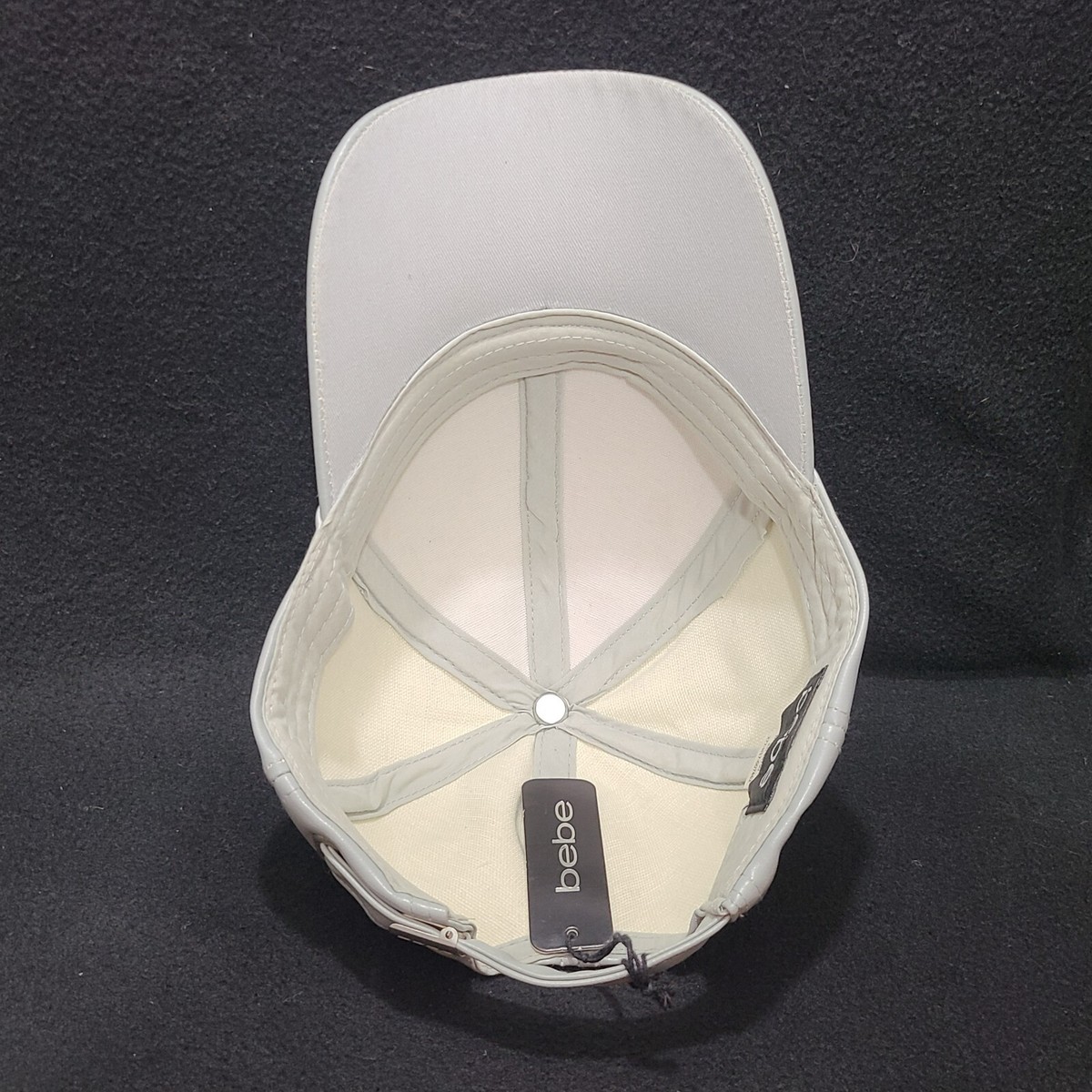 NWT BEBE AUTHENTIC Womens Gray Leather Baseball Cap Hat 