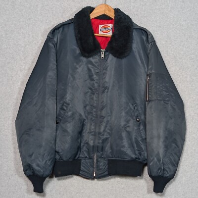 Vintage Dickies Bomber Quilted Jacket Size Large Sherpa Collared